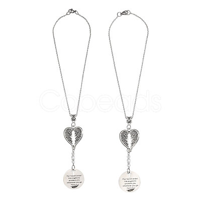 2Pcs Flat Round & Wing Alloy Pendant Decorations HJEW-CA00073-1