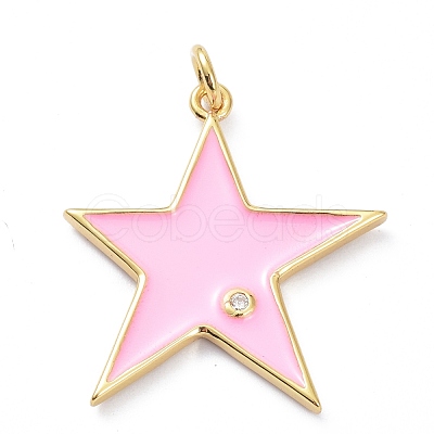 Brass Micro Pave Cubic Zirconia Pendants KK-P201-05G-1