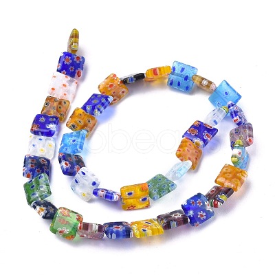 Square Handmade Millefiori Glass Beads Strands LK-R004-14-1