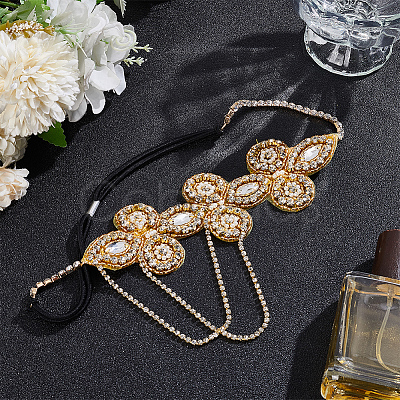 Glass Rhinestone HeadBands for Women OHAR-WH0021-74G-1