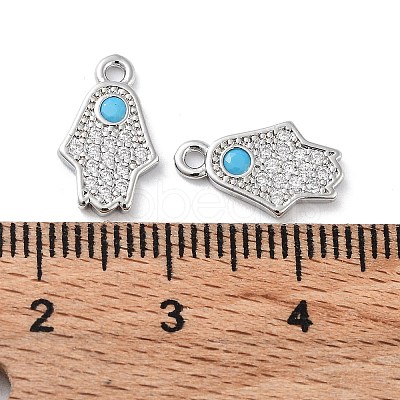 Brass Micro Pave Clear Cubic Zirconia Charms KK-F871-47P-1