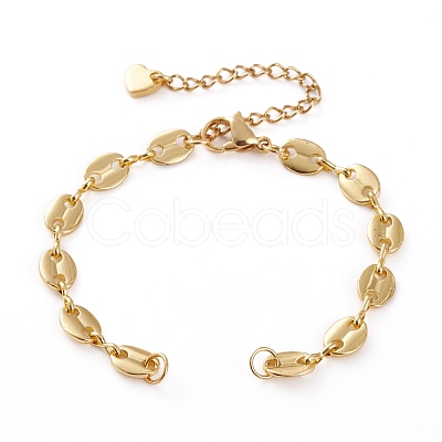 Brass Coffee Bean Chains Bracelet Makings AJEW-JB00879-1