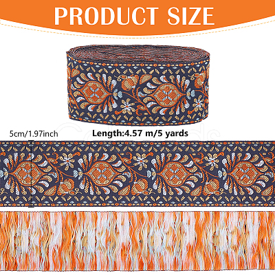 5 Yards Polyester Jacquard Flower Ribbon OCOR-AN0001-01-1