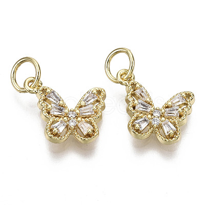Brass Micro Pave Clear Cubic Zirconia Charms ZIRC-N039-093-NF-1