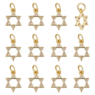 12Pcs Rack Plating Brass Micro Pave Cubic Zirconia Charms KK-HS0015-04-1
