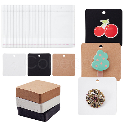 210Pcs 3 Colors Square Paper Display Cards CDIS-GA0001-08-1