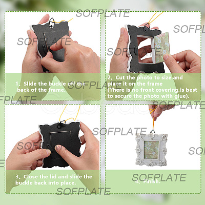 2 Sets 2 Styles Vintage Resin Hanging Photo Frame RESI-SP0001-21B-03-1