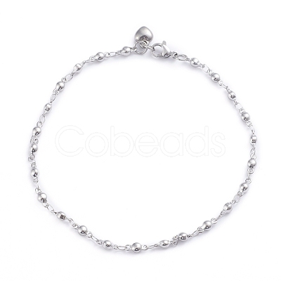 Non-Tarnish 304 Stainless Steel Link Chain Anklets AJEW-G026-03P-1