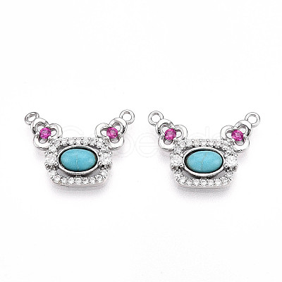 Synthetic Turquoise Rectangle with Flower Pendants KK-N258-15P-1