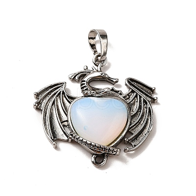 Opalite Heart Pendants KK-K331-01AS-03-1