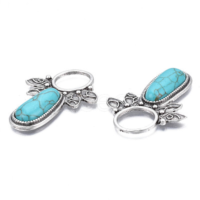 Synthetic Turquoise Cabochon Settings for Enamel PALLOY-N157-029-1