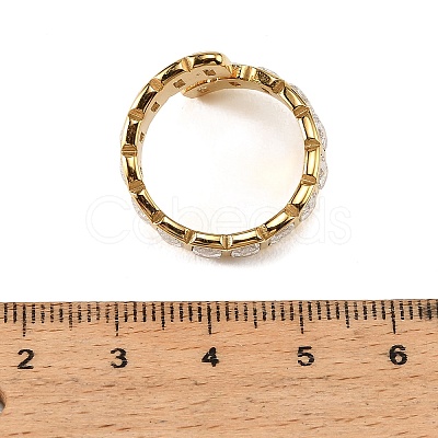 304 Stainless Steel Pave Cubic Zirconia Cuff Open Rings for Women SA-CBAABBA-05G-1