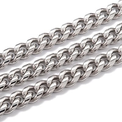Tarnish Resistant 304 Stainless Steel Cuban Link Chain STAS-B019-02A-P-1