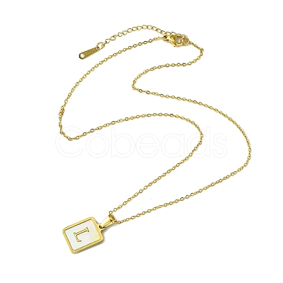 Ion Plating(IP) Rectangle with Initial Letter 304 Stainless Steel Pendant Necklace NJEW-R265-04G-L-1