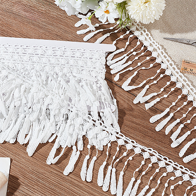4.6~5 Yards Polyester Tassel Lace Ribbon OCOR-GA0002-16B-1