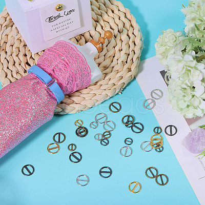 200Pcs 8 Colors Flat Round Alloy Buckle Clasps FIND-GL0001-99-1