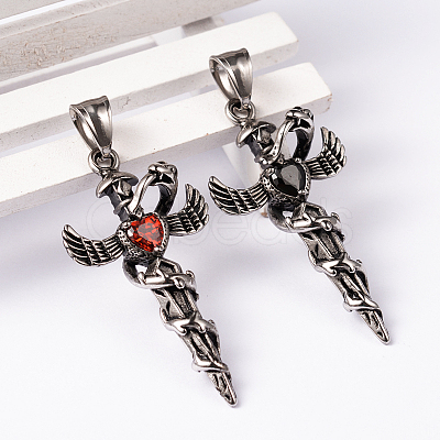 304 Stainless Steel Big Pendants with Rhinestone STAS-K027-M-1