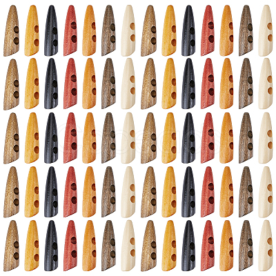 70Pcs 7 Colors 2-Hole Wood Buttons BUTT-GF0004-20-1