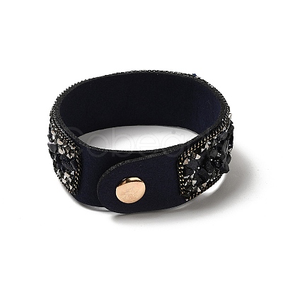 Faux Suede Snap Cord Bracelet LS-BJEW-F428-15-1