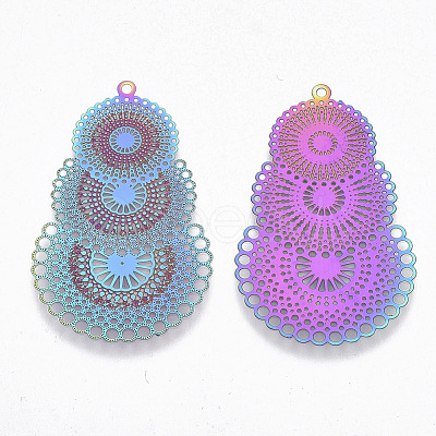 Ion Plating(IP) 304 Stainless Steel Filigree Pendants X-STAS-R102-10-1