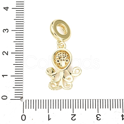 Brass Micro Pave Clear Cubic Zirconia Sea Animal European Dangle Charms KK-B159-04G-01-1