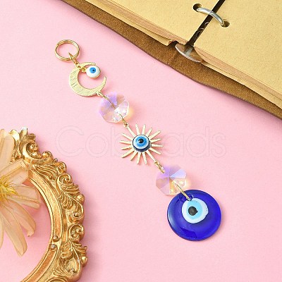 Handmade Lampwork Evil Eye Pendant Decorations HJEW-JM01099-1