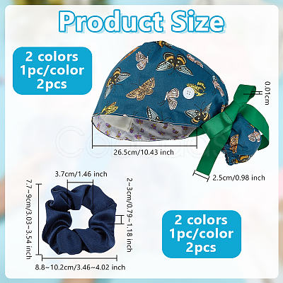 2Pcs 2 Colors Cute Cartoon Adjustable Cotton Surgical Cap AJEW-OC0014-18B-1