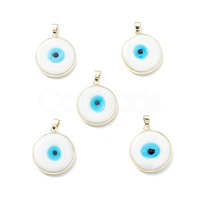 Handmade Evil Eye Lampwork Pendants LAMP-F031-03G-03-1
