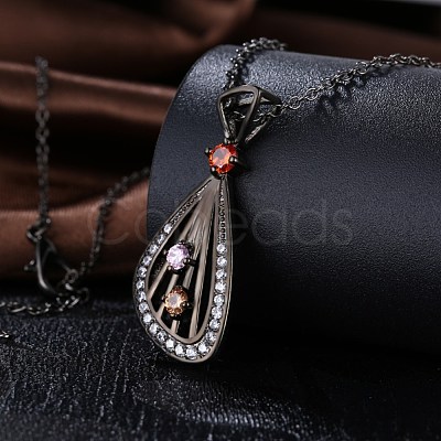 Fashion Brass Micro Pave Cubic Zirconia Pendant Necklaces NJEW-BB34096-1