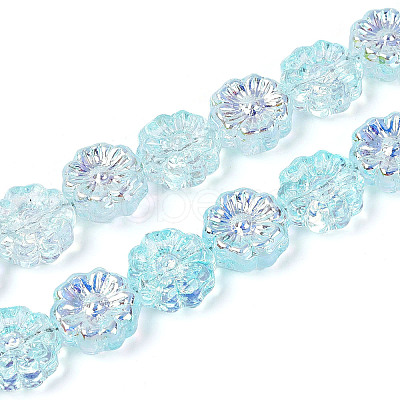 Electroplate Transparent Glass Beads Strands EGLA-N055-01-1
