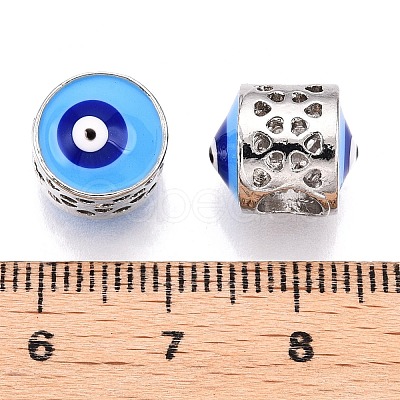 Brass Enamel European Beads KK-R053-10-1