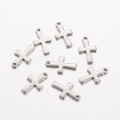 Non-Tarnish 304 Stainless Steel Tiny Cross Charms A-STAS-G076-10P-1