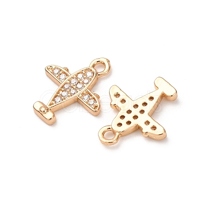 Brass Micro Pave Clear Cubic Zirconia Charms ZIRC-L105-15G-1