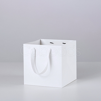 Solid Color Kraft Paper Gift Bags with Ribbon Handles PAAG-PW0001-103A-01-1