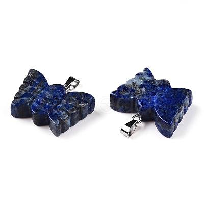 Natural Lapis Lazuli Carved Butterfly Pendants G-N342-01C-1