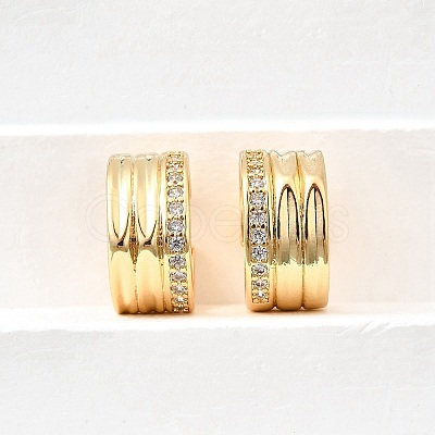 Brass Micro Pave Clear Cubic Zirconia Cuff Earrings EJEW-F370-18G-1