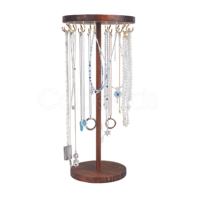 Wood Hanging Necklace Organizer Display Stands NDIS-WH0001-27G-1