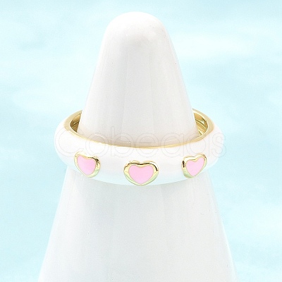 Brass Enamel Cuff Open Rings RJEW-P190-01G-1