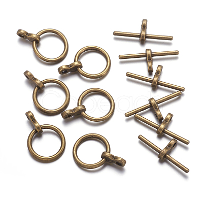 Tibetan Style Toggle Clasps TIBE-A001-25AB-NF-1