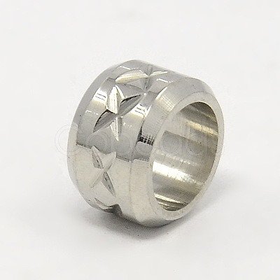 Tarnish Resistant 304 Stainless Steel Large Hole Column Carved X-shape Beads STAS-G037-06-1