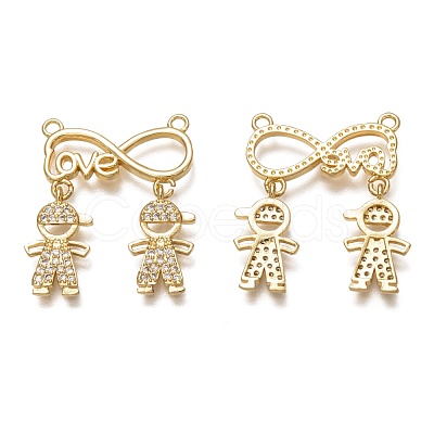 Brass Micro Pave Clear Cubic Zirconia Pendant Links ZIRC-C020-33G-1