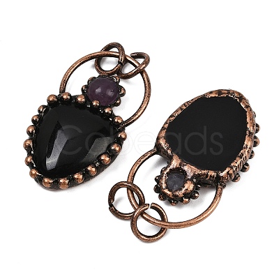 Natural Obsidian & Natural Amethyst Pendants G-Z101-06R-05-1