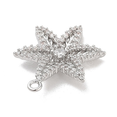 Brass Pave Clear Cubic Zirconia Pendants KK-Z061-09P-02-1
