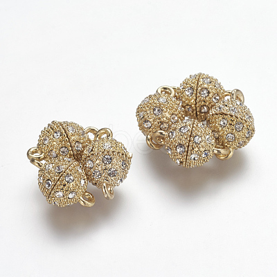 Alloy Rhinestone Magnetic Clasps with Loops X-RB-H116-2-G-1