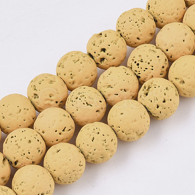 Spray Painted Natural Lava Rock Beads Strands G-N0324-B-07-1