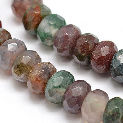 Faceted Natural Indian Agate Rondelle Beads Strands G-K090-11-1