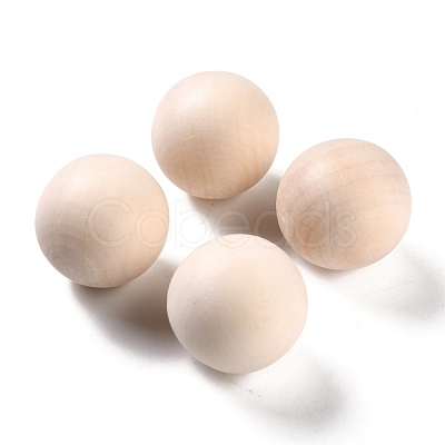 (Defective Closeout Sale: Crack)Natural Wooden Round Ball WOOD-XCP0001-29-1