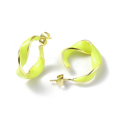 Enamel Twist Stud Earrings EJEW-P214-03G-04-1