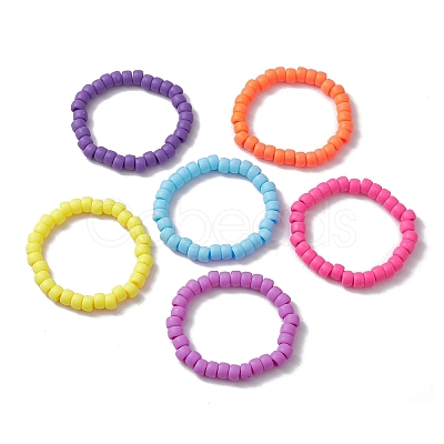 6Pcs 6 Colors Rondelle Opaque & Frosted Acrylic Beaded Stretch Bracelet Sets BJEW-JB10304-1