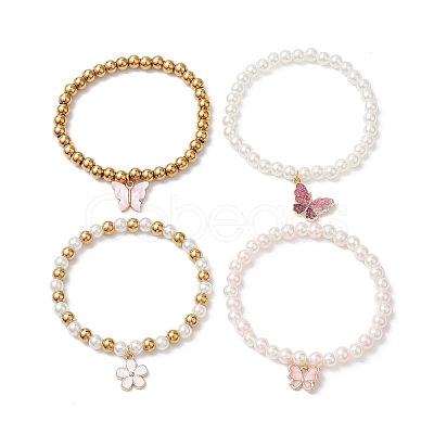 Glass Pearl Stretch Bracelets BJEW-JB10943-1